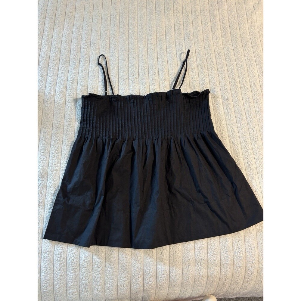 Wayf Babydoll Cotton Blouse Womens Medium Black Square Neck Sleeveless peplum